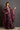 Wine sequin embroidered flared panelled kurta.