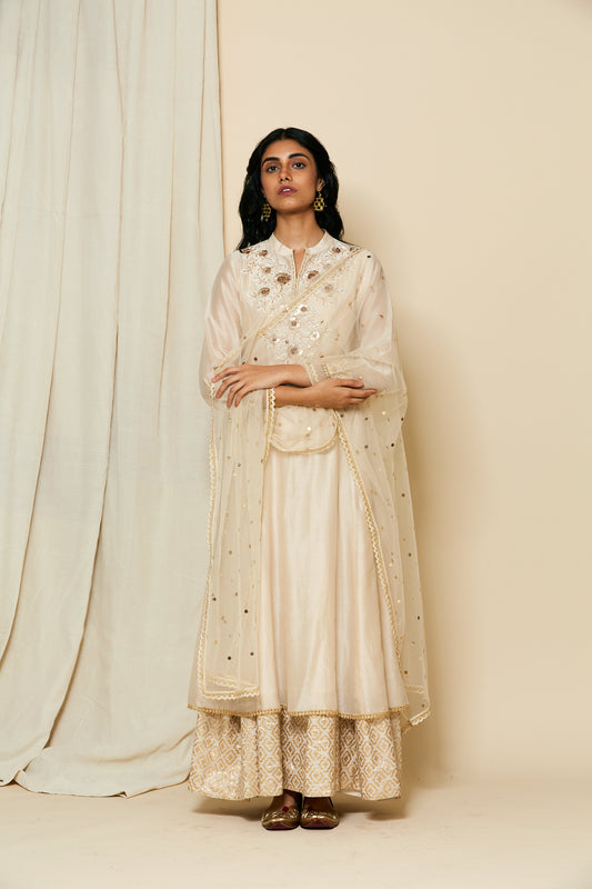 Embroidered  Kurta with Flared inner