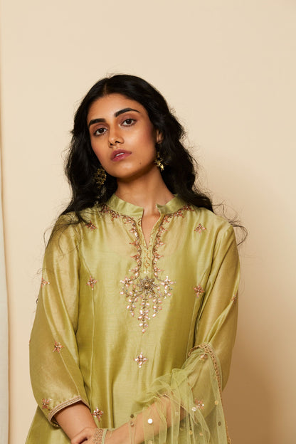 Embroidered Kurta with Flared inner