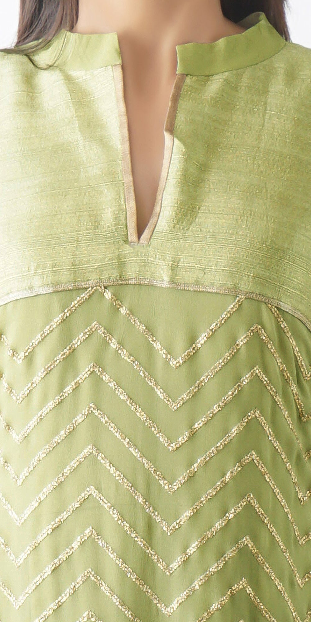 Jal Green Embroidered Layered Kurta