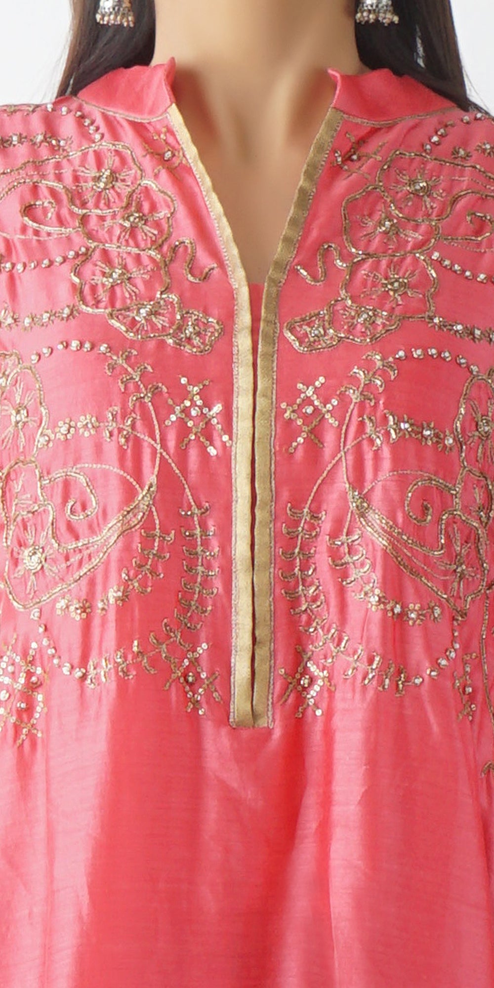 Prithvi Dark Pink Embroidered Layered Kurta