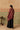 Plum Striped Tissue Kaftan Kurta with Embroidered Velvet Yoke