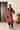 Plum Striped Long Tissue Kaftan Kurta with Embroidered Velvet Yoke