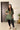 Teal Striped Tissue Kaftan Kurta with Embroidered Velvet Yoke