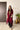 Cherry Tissue Kaftan Kurta with Embroidered Velvet Yoke