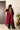 Cherry Tissue Kaftan Kurta with Embroidered Velvet Yoke