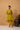 Mul Chanderi High-Low Kurta with V Neck and Tissue Pants in Lime-Green