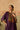Purple Silk Kaftan Kurta Set with Velvet Patchwork Yoke