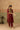 Brick Red Silk Kaftan Kurta Set with Velvet Patchwork Yoke