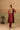 Brick Red Silk Kaftan Kurta Set with Velvet Patchwork Yoke
