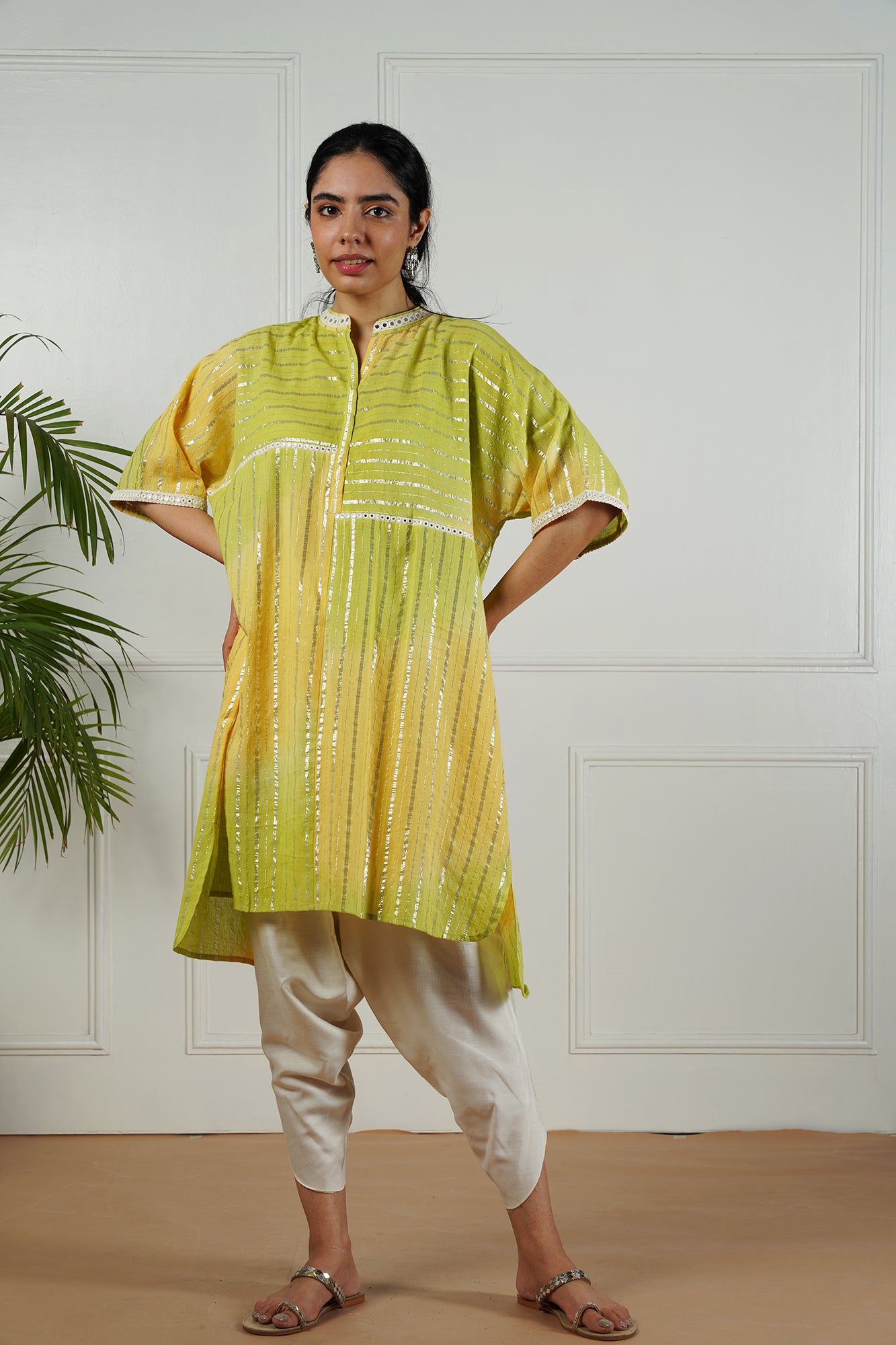 Yellow-Green Shaded Lurex Top