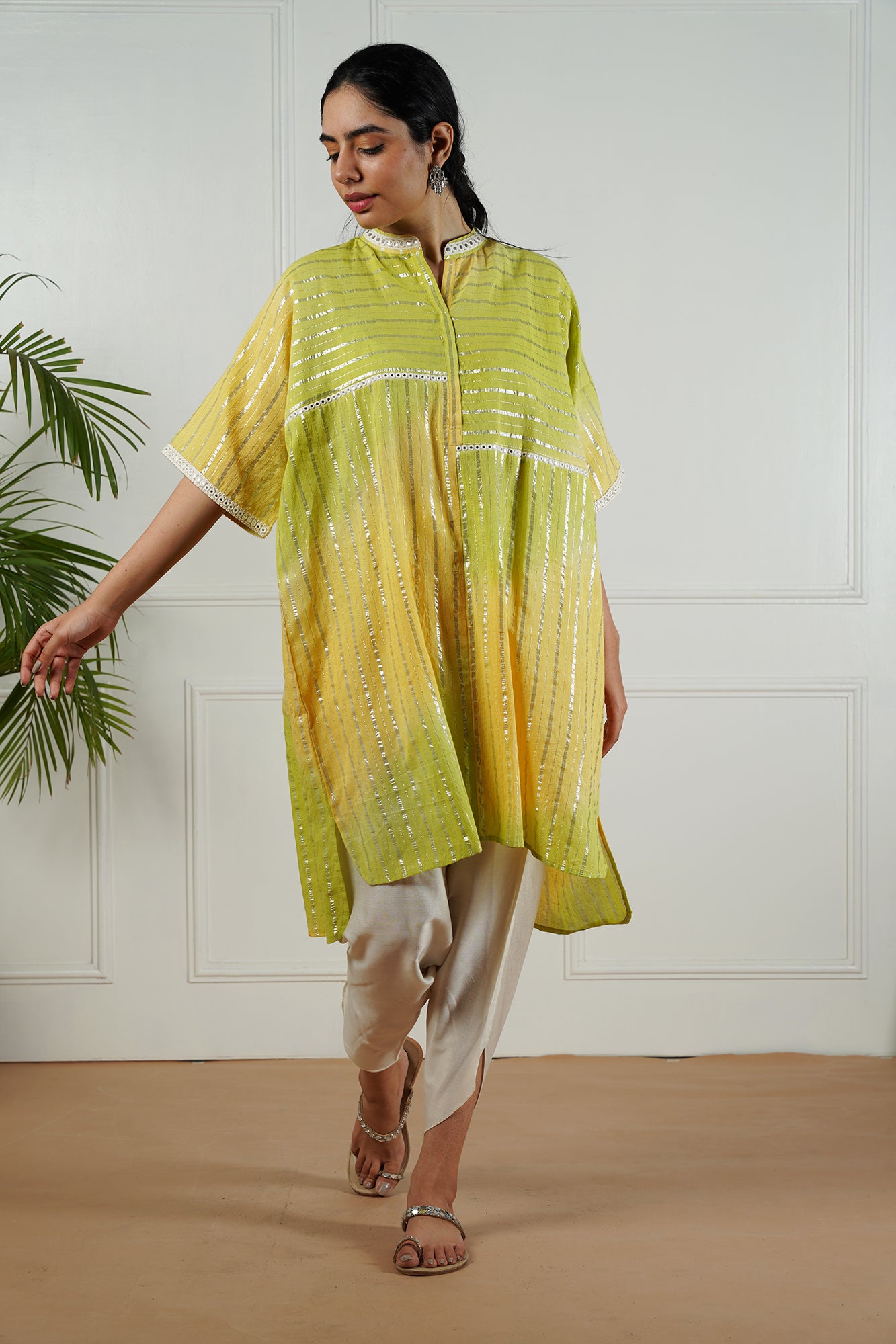 Yellow-Green Shaded Lurex Top