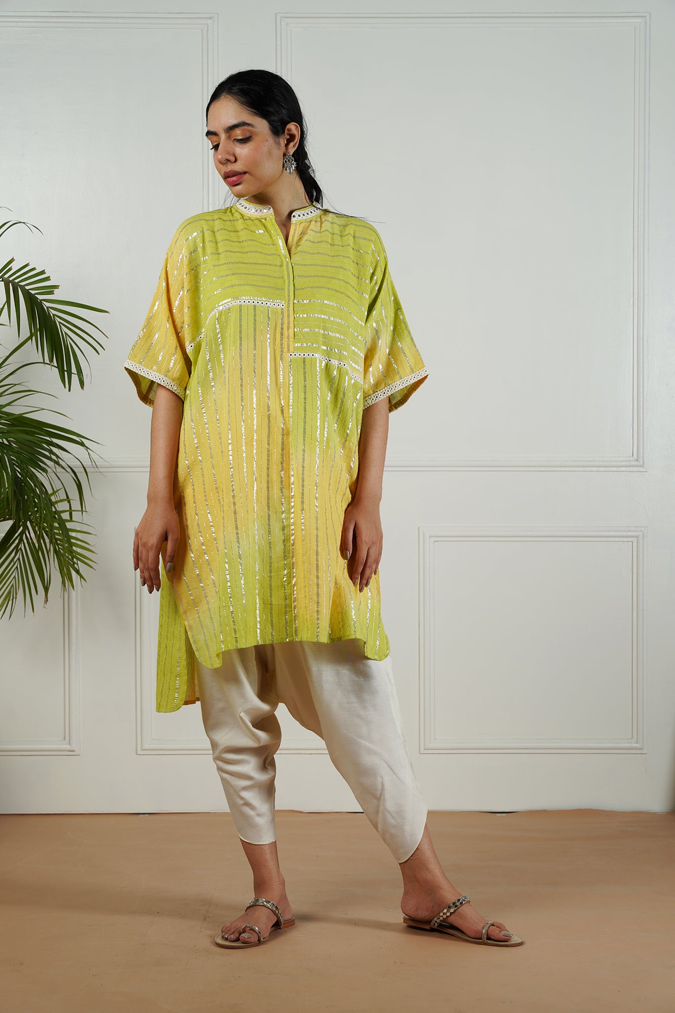 Yellow-Green Shaded Lurex Top