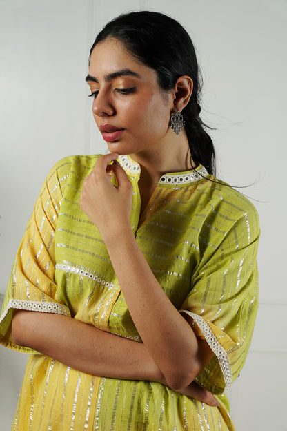 Yellow-Green Shaded Lurex Top