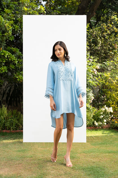 Powder Blue Lace Yoke Co-ord set