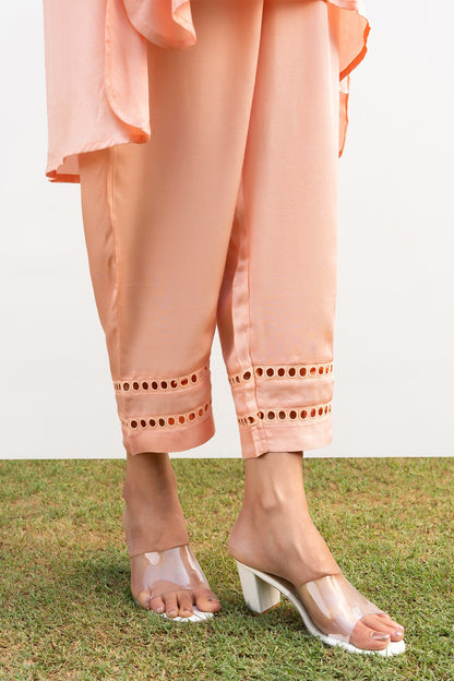 Peach Lace Yoke Co-ord set